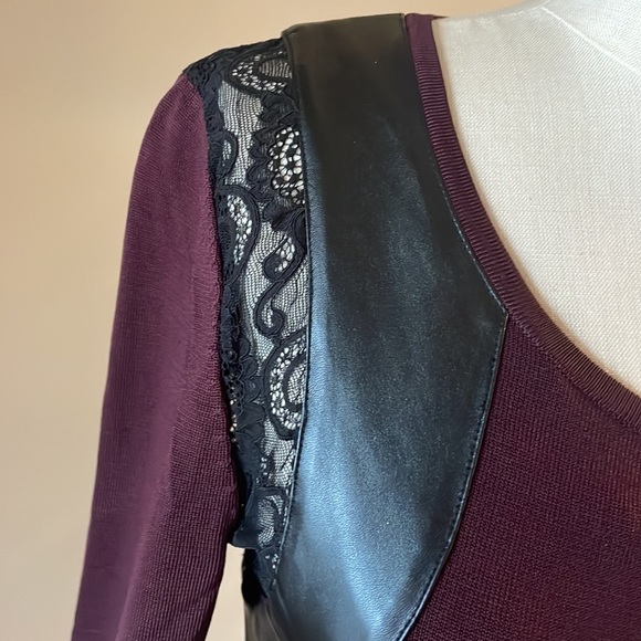 Victoria Secret midweight bodycon mini dress / faux leather / lace accents Med - Picture 3 of 13